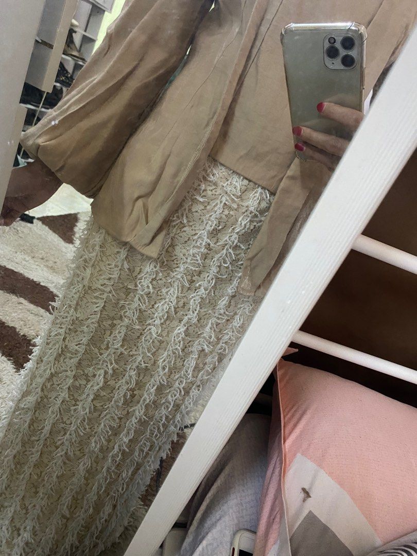 Kebaya Zalia Nude Brown Women S Fashion Muslimah Fashion Baju Kurung
