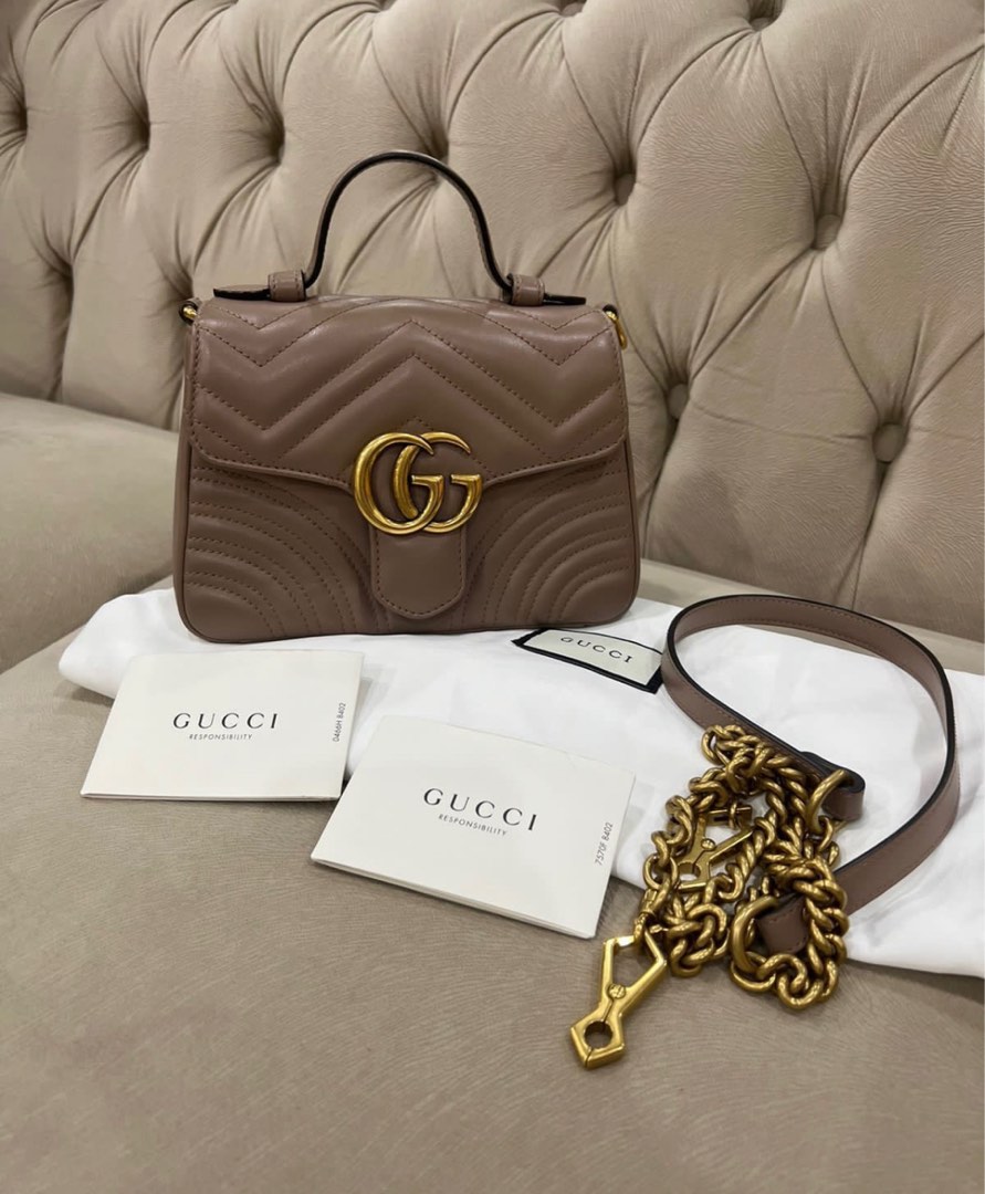 Gucci Marmont Top Handle Mini Nude 2021 On Carousell