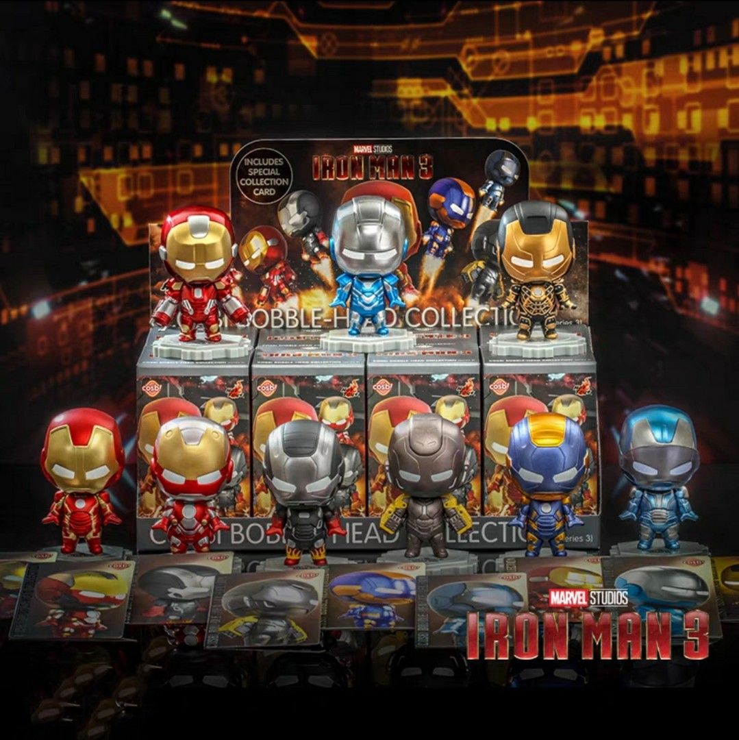 HOT TOYS HOT TOYS COSBI BOBBLE HEAD COLLECTION MARVEL IRON MAN 3 SERIES 3 FULL SET AND