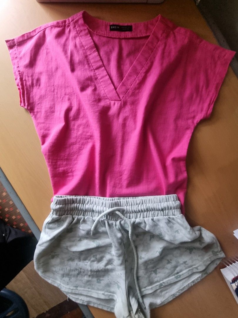 Linen Shein Hot Pink Top Women S Fashion Tops Blouses On Carousell