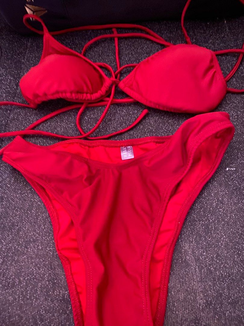 Helen Piece Ruby Red Bikini Set On Carousell