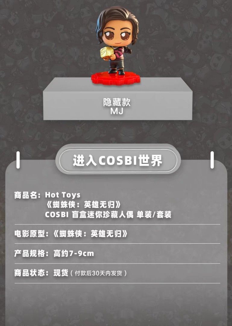 Preorder Confirmed Design Hot Toys Cosbi Bobble Head Collection Marvel Spiderman No Way Home