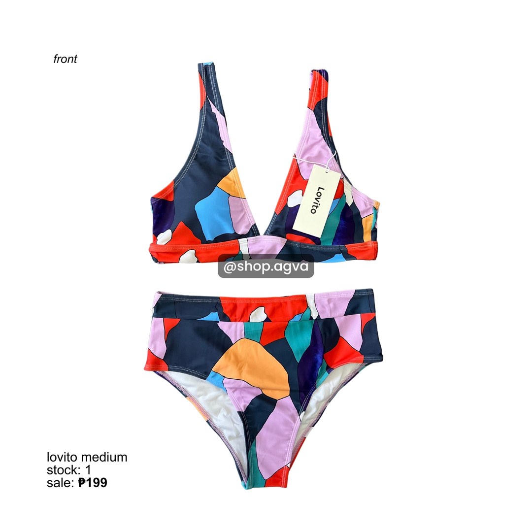 Lovito Geometric Print Two Piece Bikini Women S Fashion Swimwear