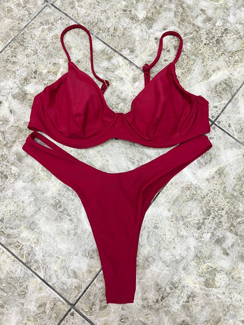 Wine Red Two Piece Bikini On Carousell