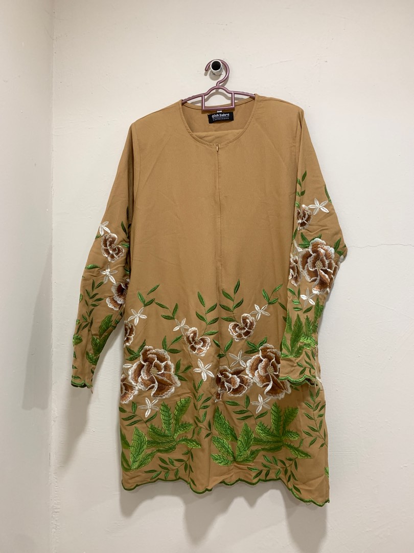 Brown Nude Baju Kurung Women S Fashion Muslimah Fashion Baju Kurung Sets On Carousell