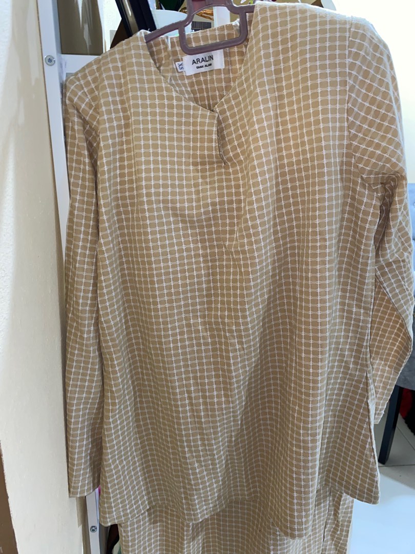 Checkered Baju Kurung Nude Women S Fashion Dresses Sets
