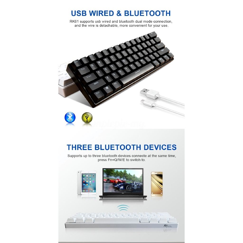 Royal Kludge Rk Hot Swappable Bluetooth Usb C Dual Mode Rgb Mechanical Keyboard