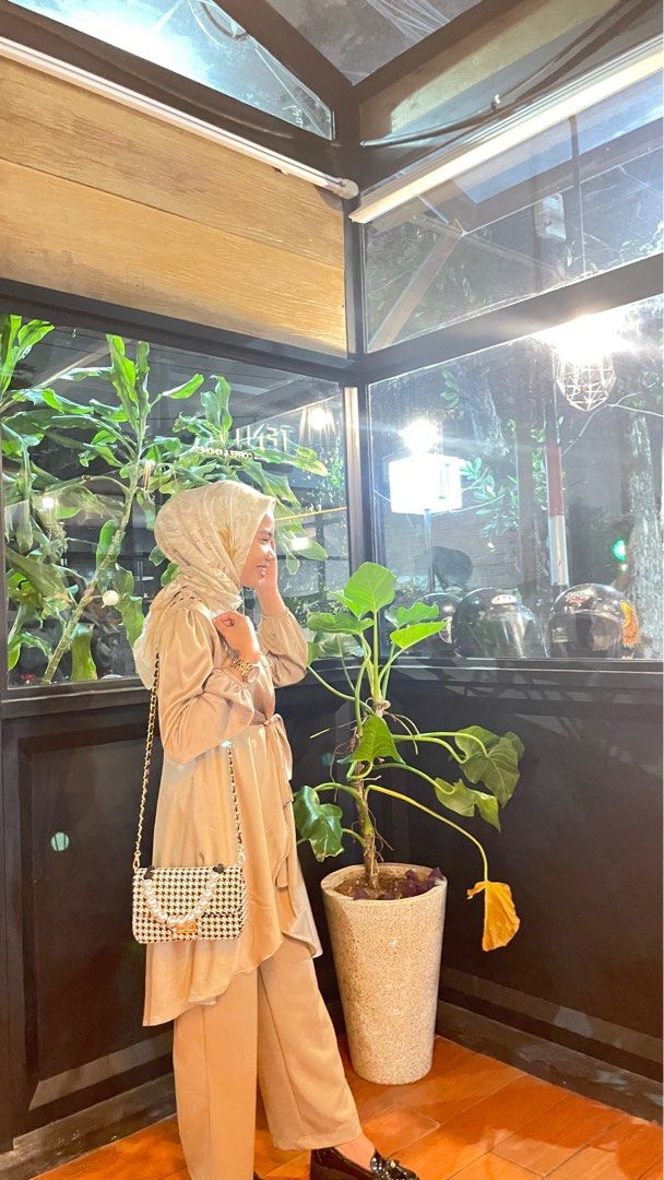 New Mezalunasignature Adaire Tunic Nude Fesyen Wanita Pakaian Wanita