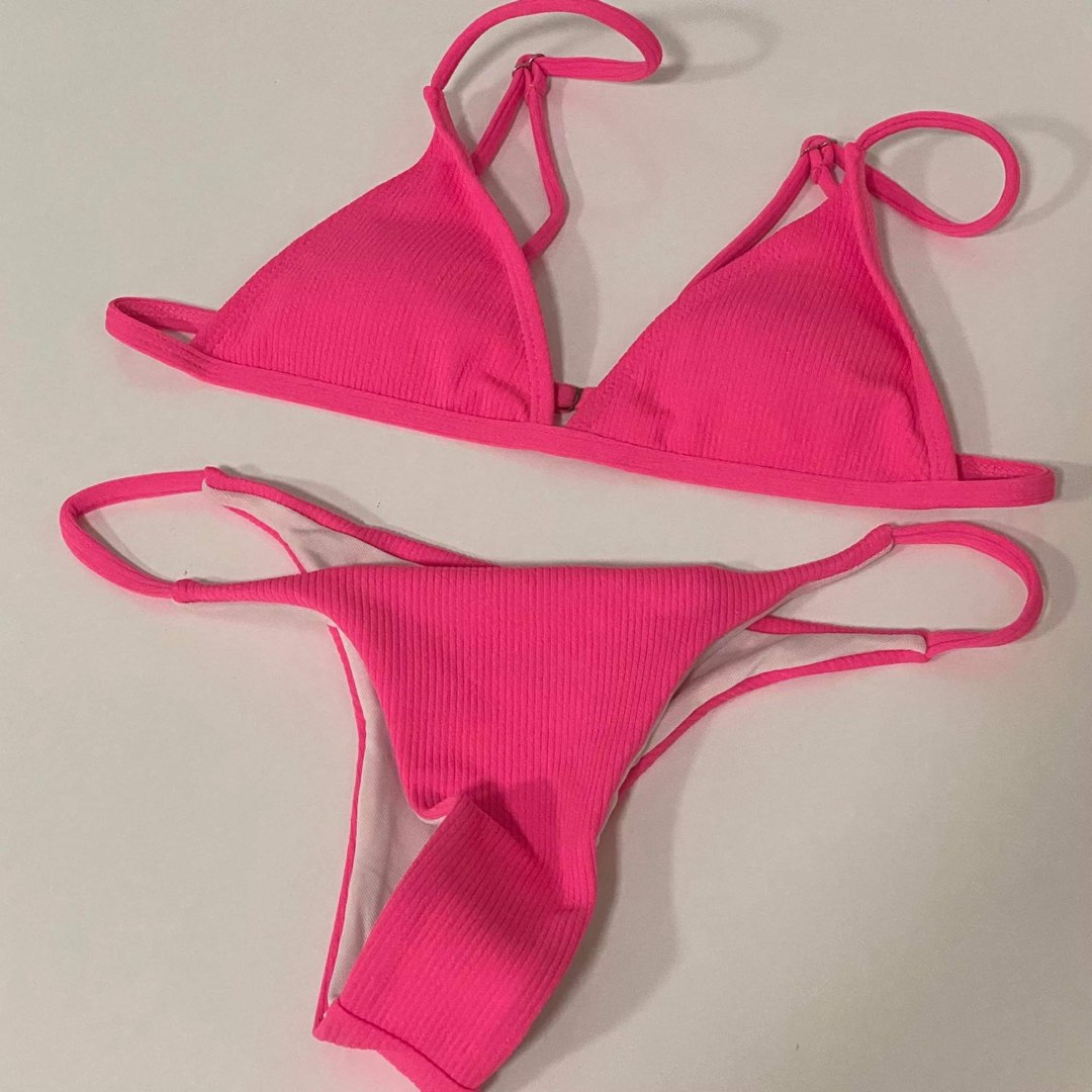 Neon Pink Triangle Bikini Shein On Carousell