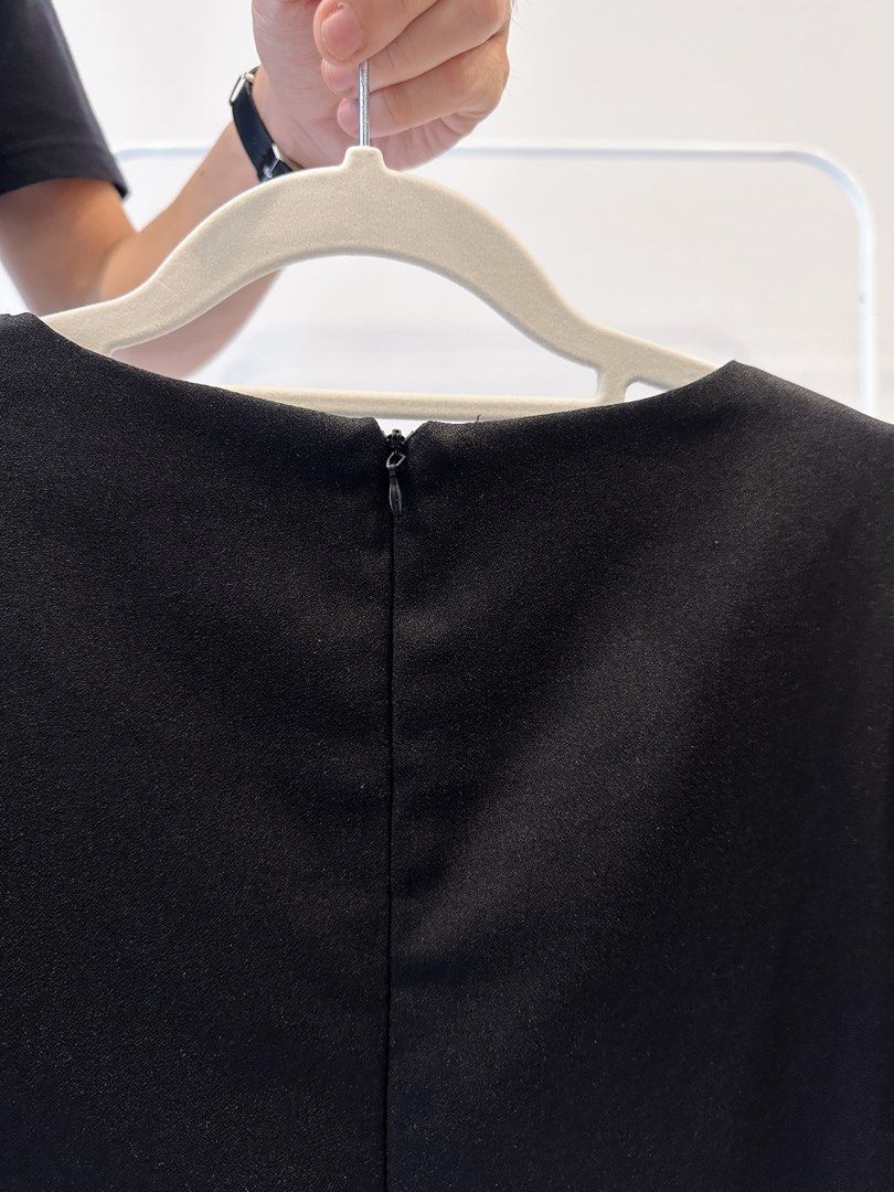 G Plus Two Tone Dress Black Nude Pink Mididress Fesyen Wanita