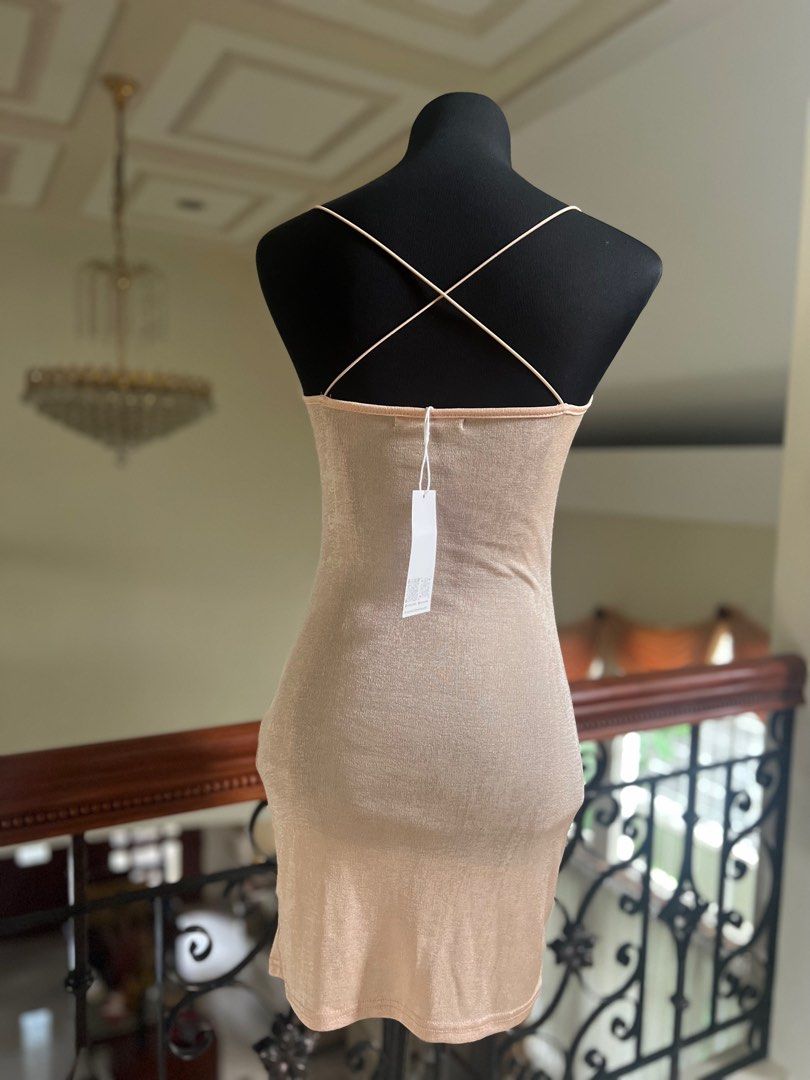 Peach Light Pink Nude Metallic Sexy Dress On Carousell