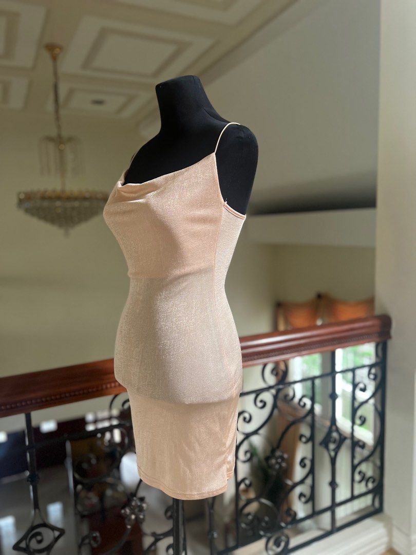 Peach Light Pink Nude Metallic Sexy Dress On Carousell