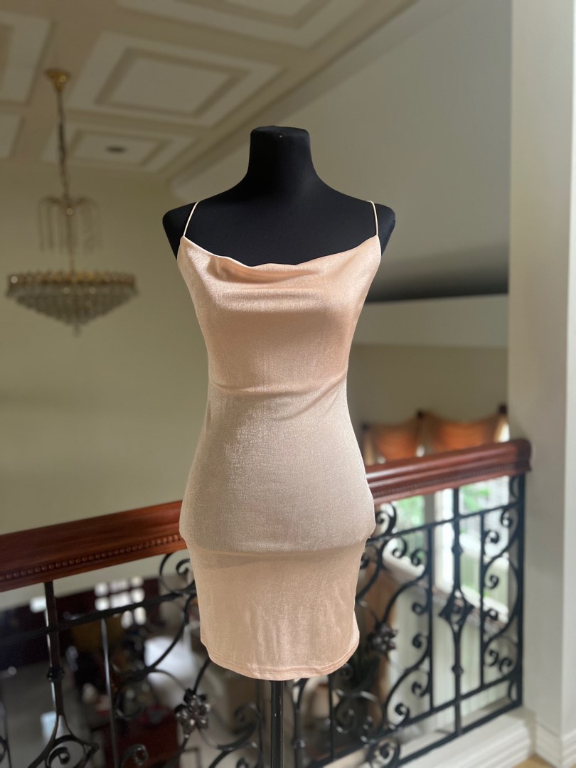 Peach Light Pink Nude Metallic Sexy Dress On Carousell