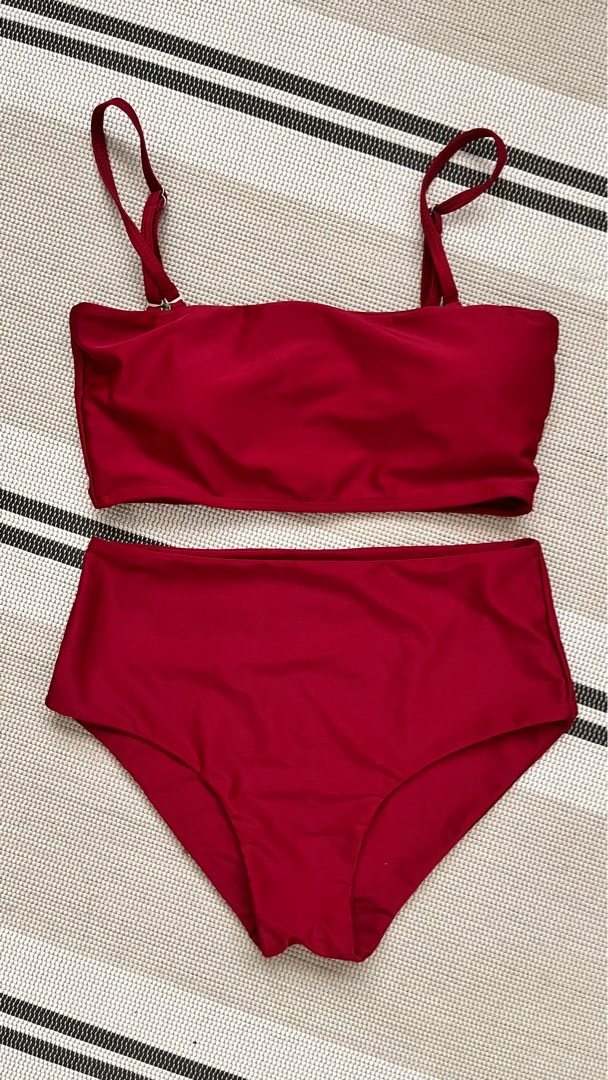 Highwaist Deep Red Bikini Set On Carousell