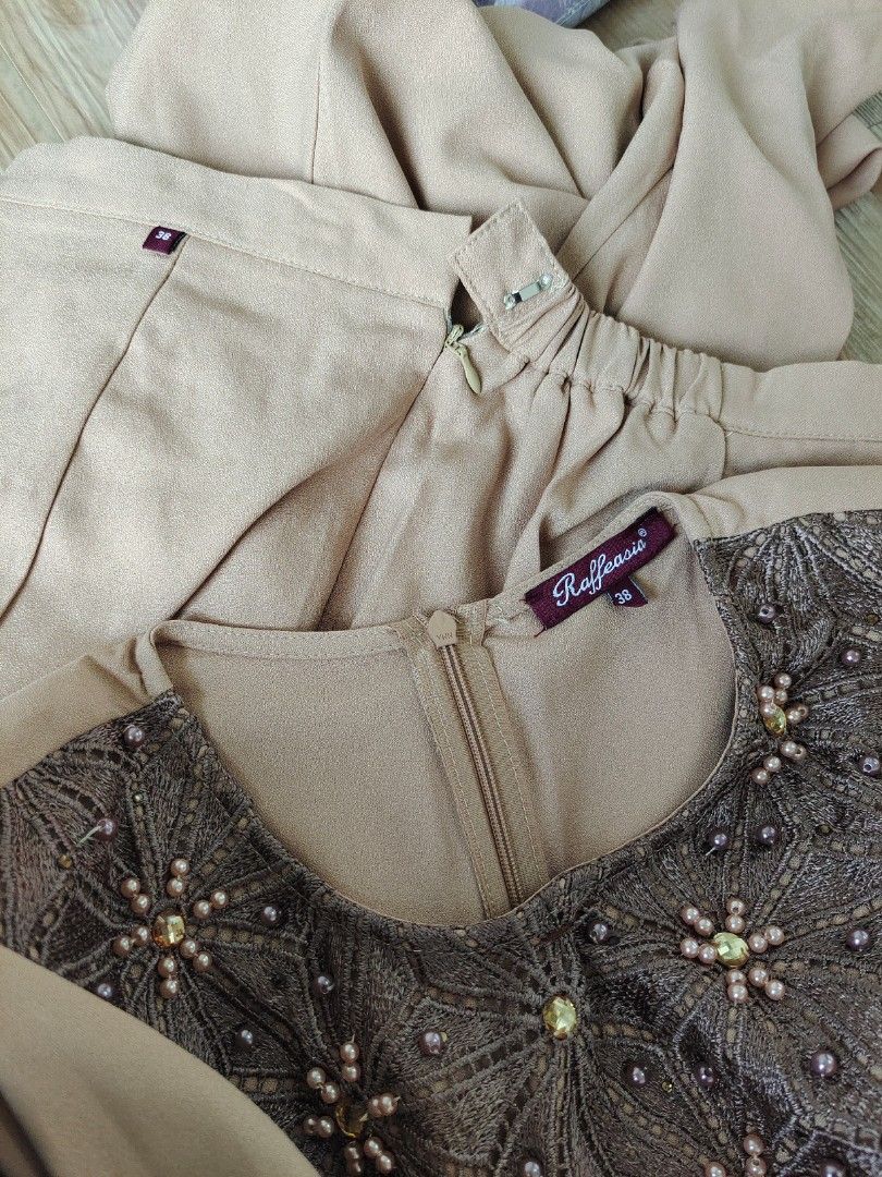 M Baju Kurung Raya Nikah Tunang Beige Nude Soft Brown Women S