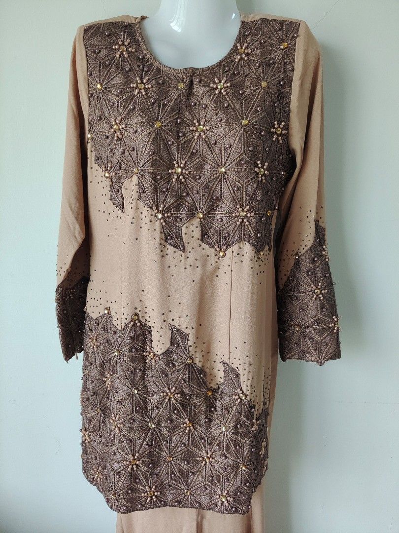 M Baju Kurung Raya Nikah Tunang Beige Nude Soft Brown Women S