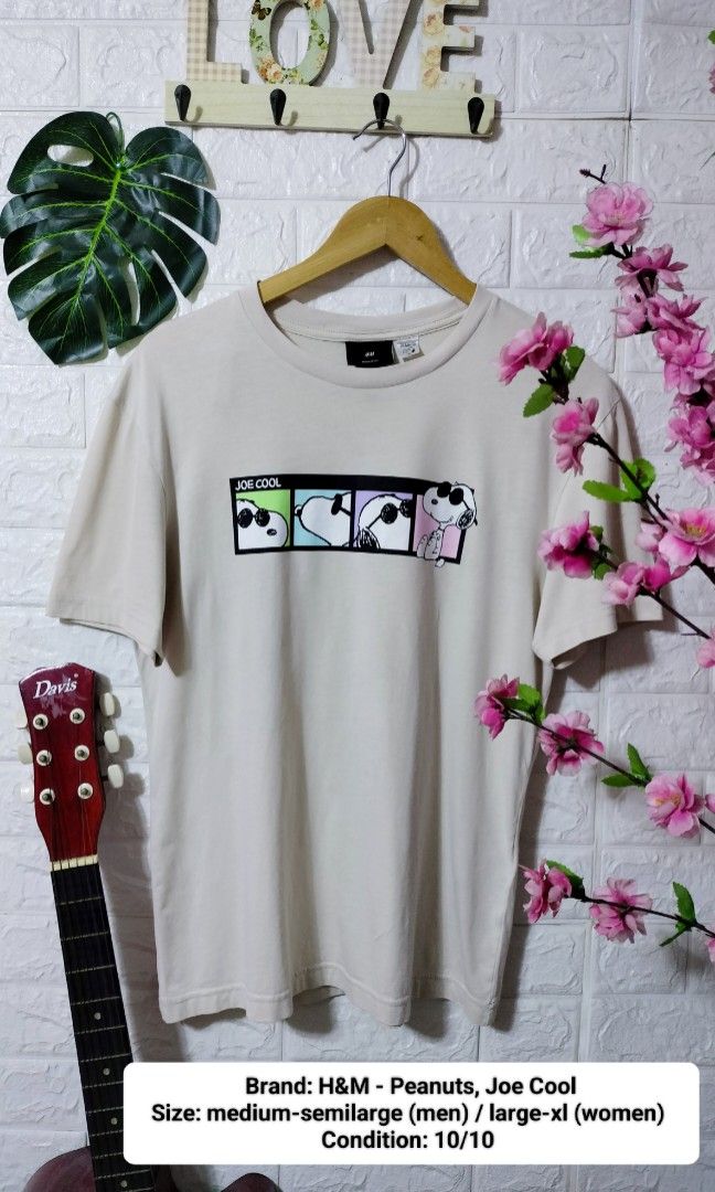 H M Peanuts Joe Cool Snoopy Nude Tshirt On Carousell