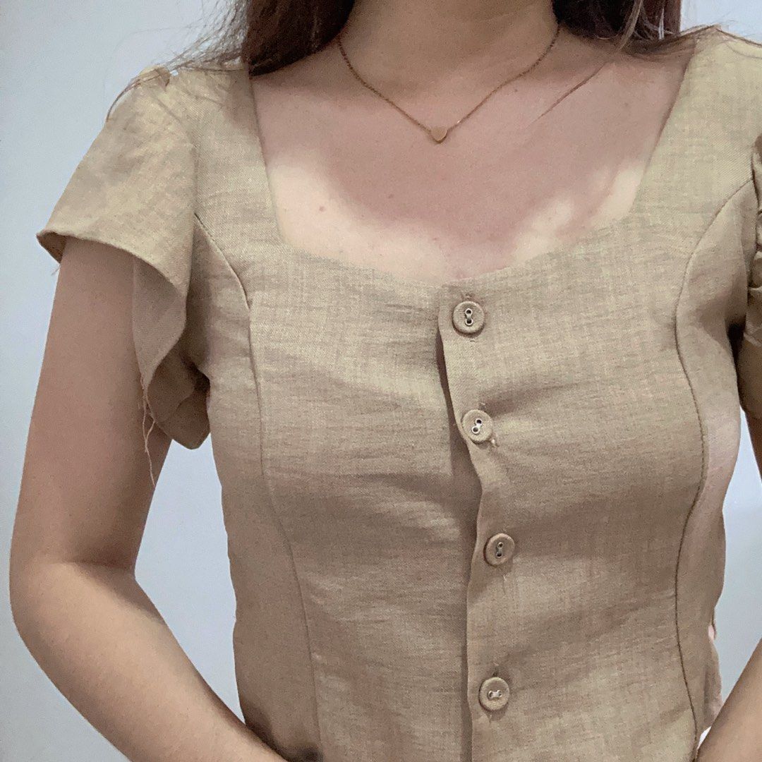 Nude Baju Earth Tone Fesyen Wanita Pakaian Wanita Atasan Di Carousell