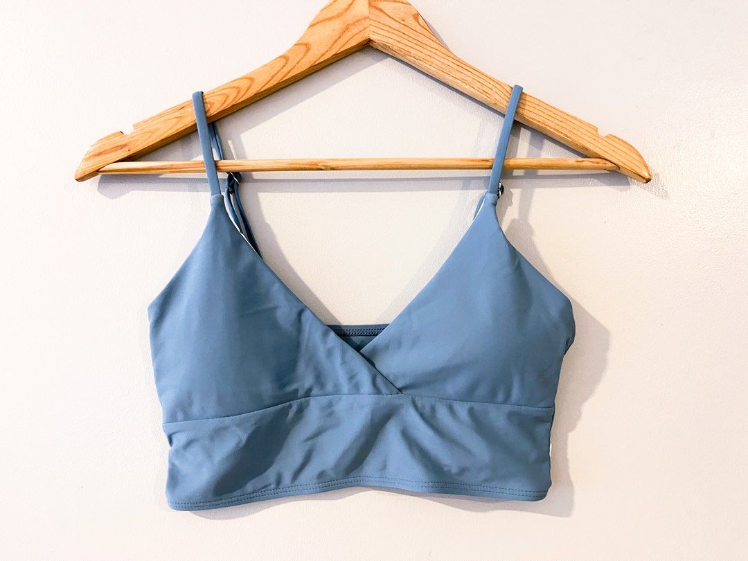 Surplice Neck Bikini Swimsuit Blue On Carousell
