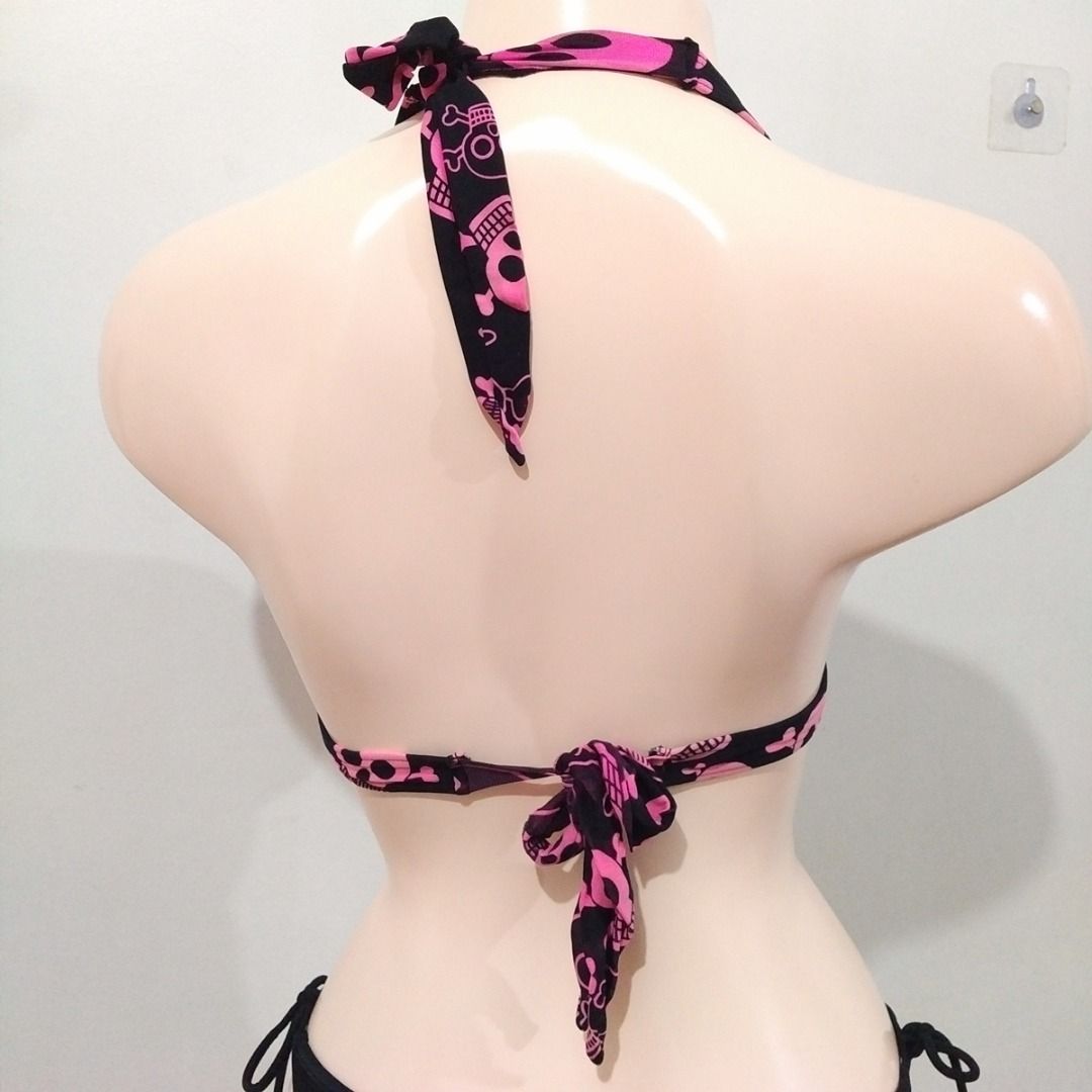 Free Black Pink Skull Bikini Top Rockstar Bikini Top Women S Fashion