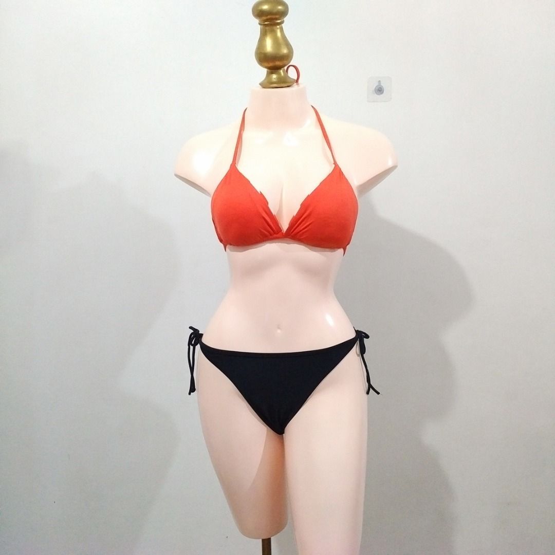 Reversible Bikini Top Orange Bikini Top Stripe Bikini Top Orange White Bikini Top On Carousell