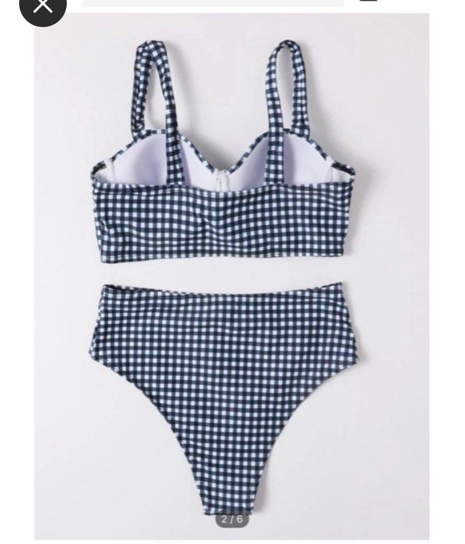Super Cute Blue Checkered Summer Bikini Swimsuit Women S Fashion