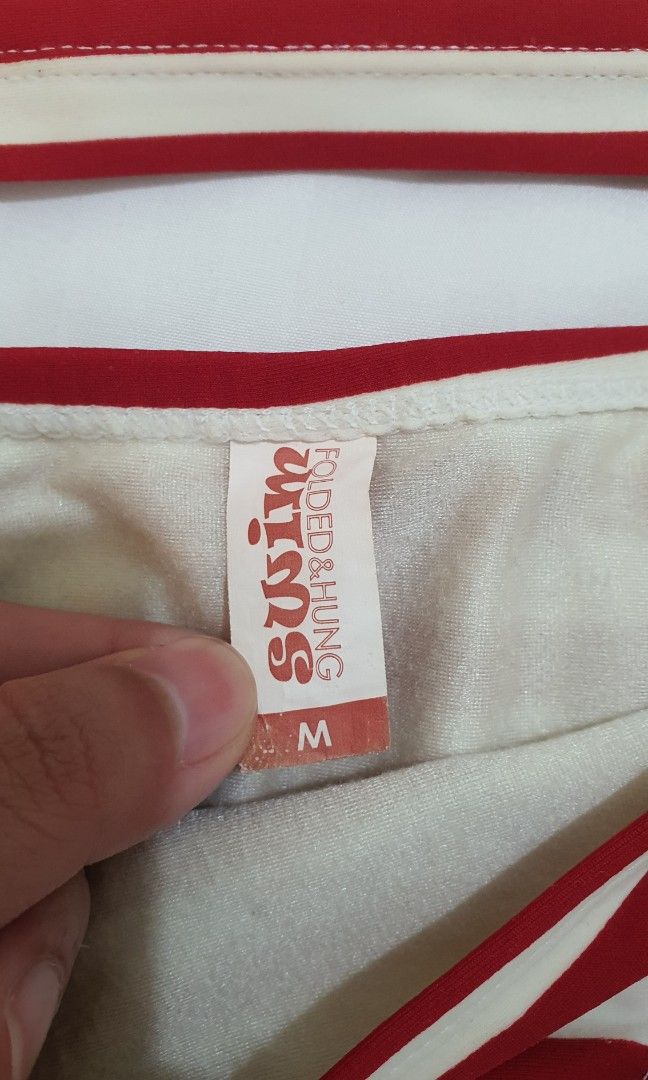 Folded Hung Red And White Stripes Two Piece Bikini On Carousell