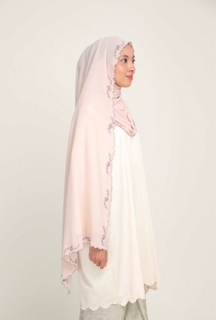 Rumi Kl Sulam Shawl Khalsom In Nude Brown Women S Fashion Muslimah