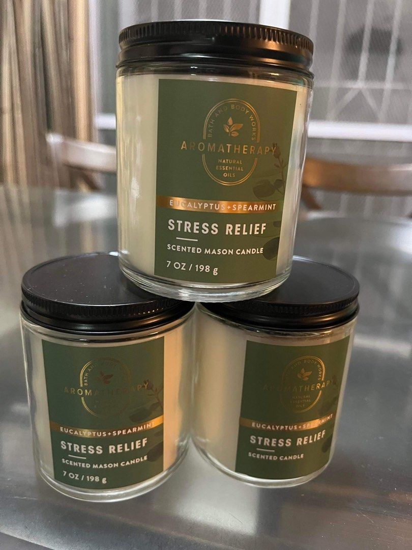 Bbw Wick Scented Candle Stress Relief Eucalyptus Spearmint On