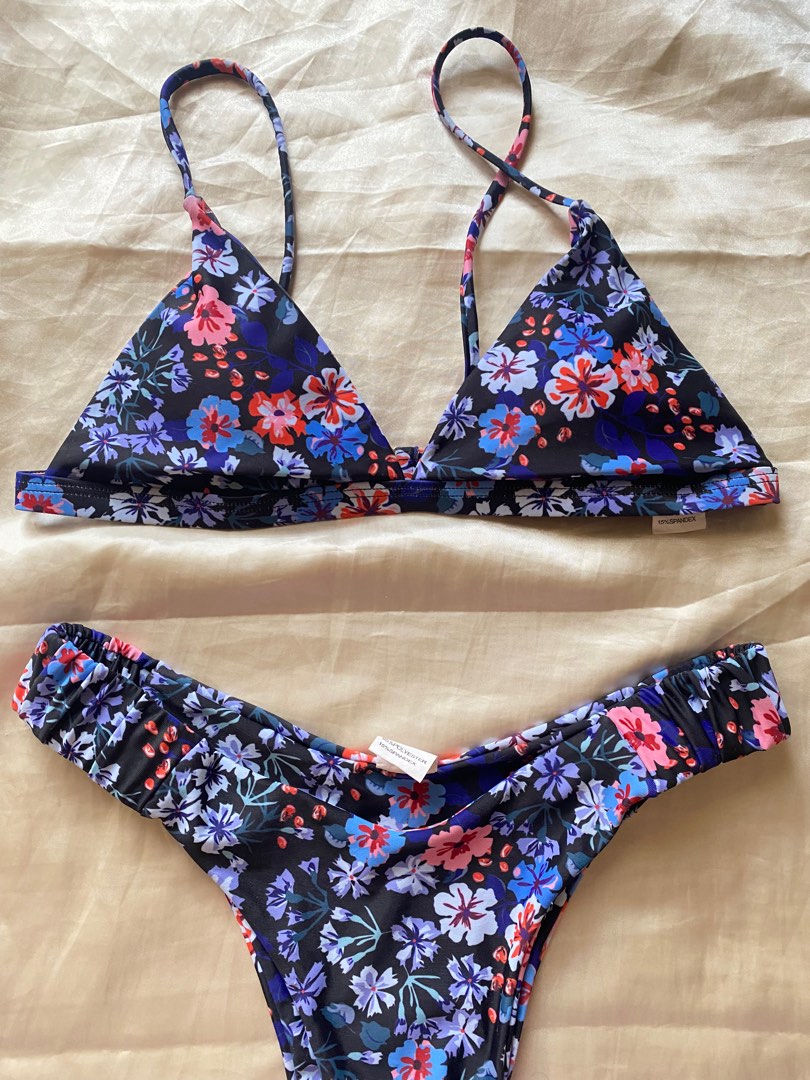 High Cut Floral Bikini Women S Fashion Swimwear Bikinis Swimsuits On Carousell