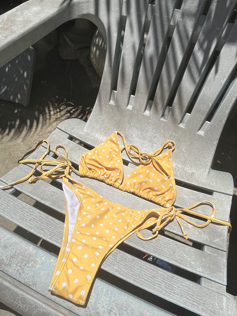 Yellow Triangle Bikini Swimsuit Set Medium Women S Fashion Swimwear