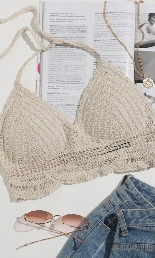Crochet Bikini Top Tied Backless Shein Women S Fashion Tops