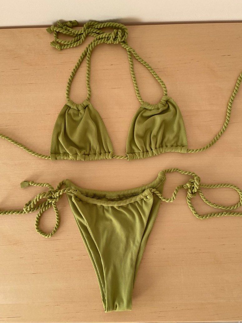 Avocado Green String Bikini Women S Fashion Swimwear Bikinis Swimsuits On Carousell