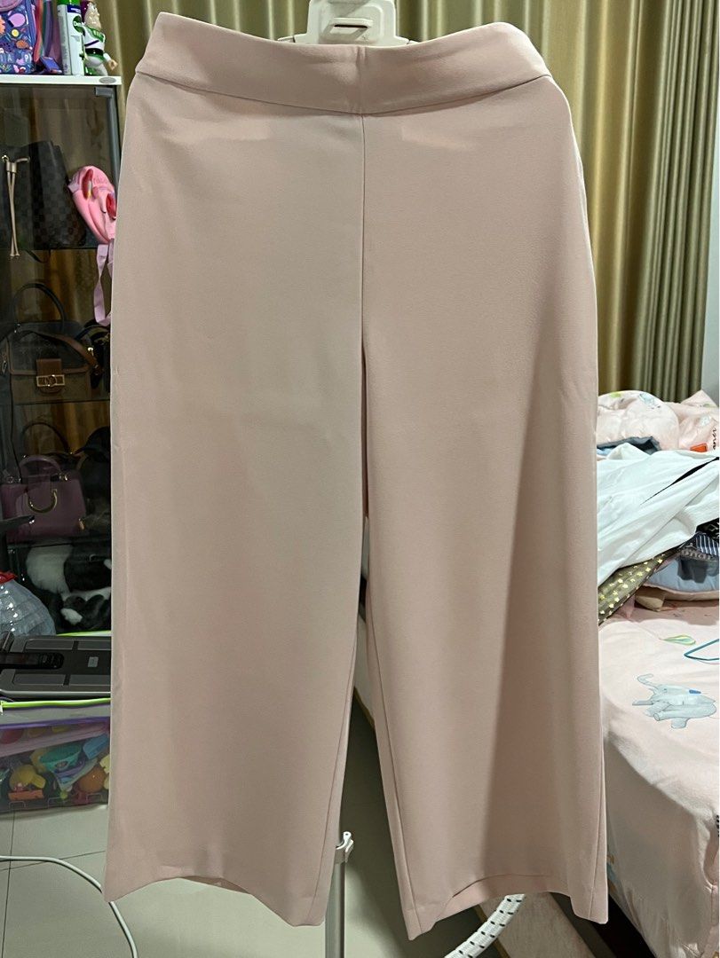 Zara Pink Nude Kulot Fesyen Wanita Pakaian Wanita Bawahan Di Carousell