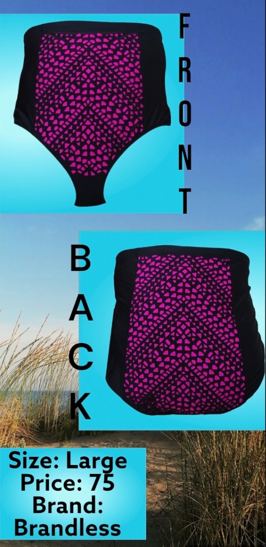 Black With Pink Pattern Bikini Swimsuite Bottom On Carousell