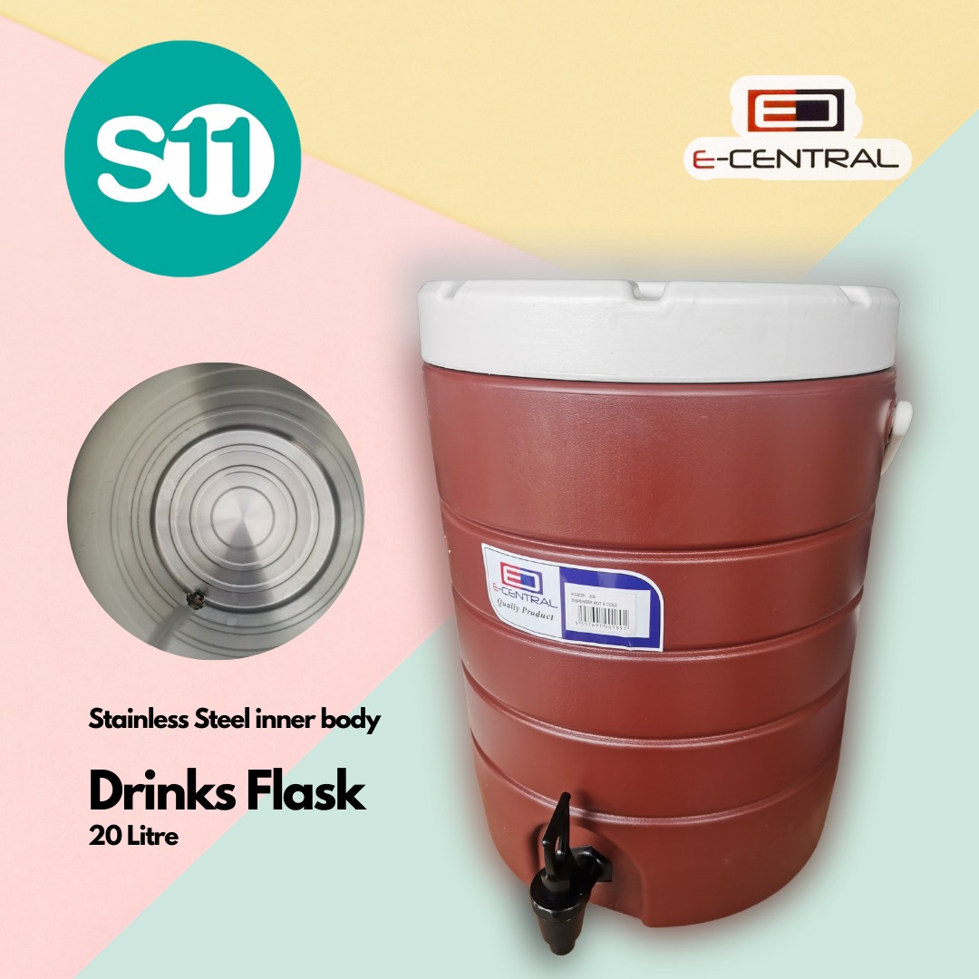 E Central L Hot Cold Insulated Beverage Dispenser Double Layered Stainless Steel Bekas