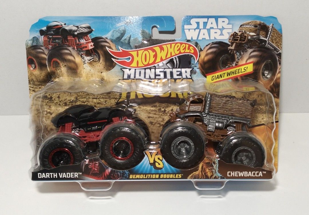 Hot Wheels Monster Trucks Darth Vader VS Chewbacca Twin Pack Demolition Doubles Hobbies