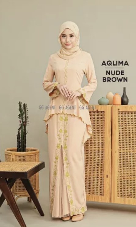 Aqlima Kebaya Kurung Peplum By Gerobok Gaga In Nude Beige Women S