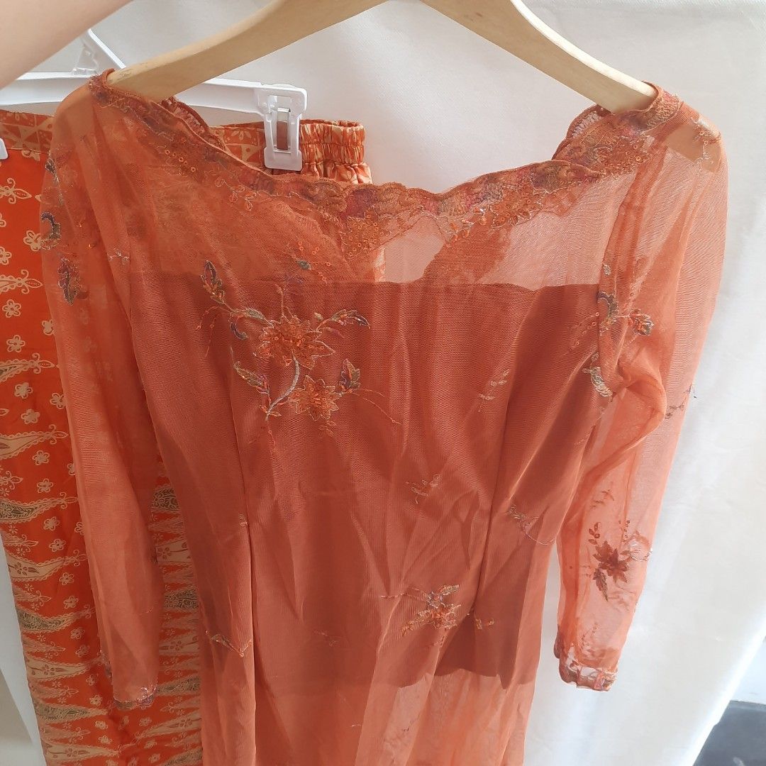 Kebaya Warna Bata Rok Satin Orange Set Kebaya Kemben Rok Baju Adat Jawa
