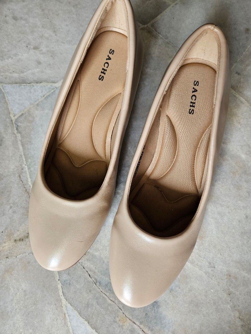 Sachs Nude Block Heels Women S Fashion Footwear Heels On Carousell