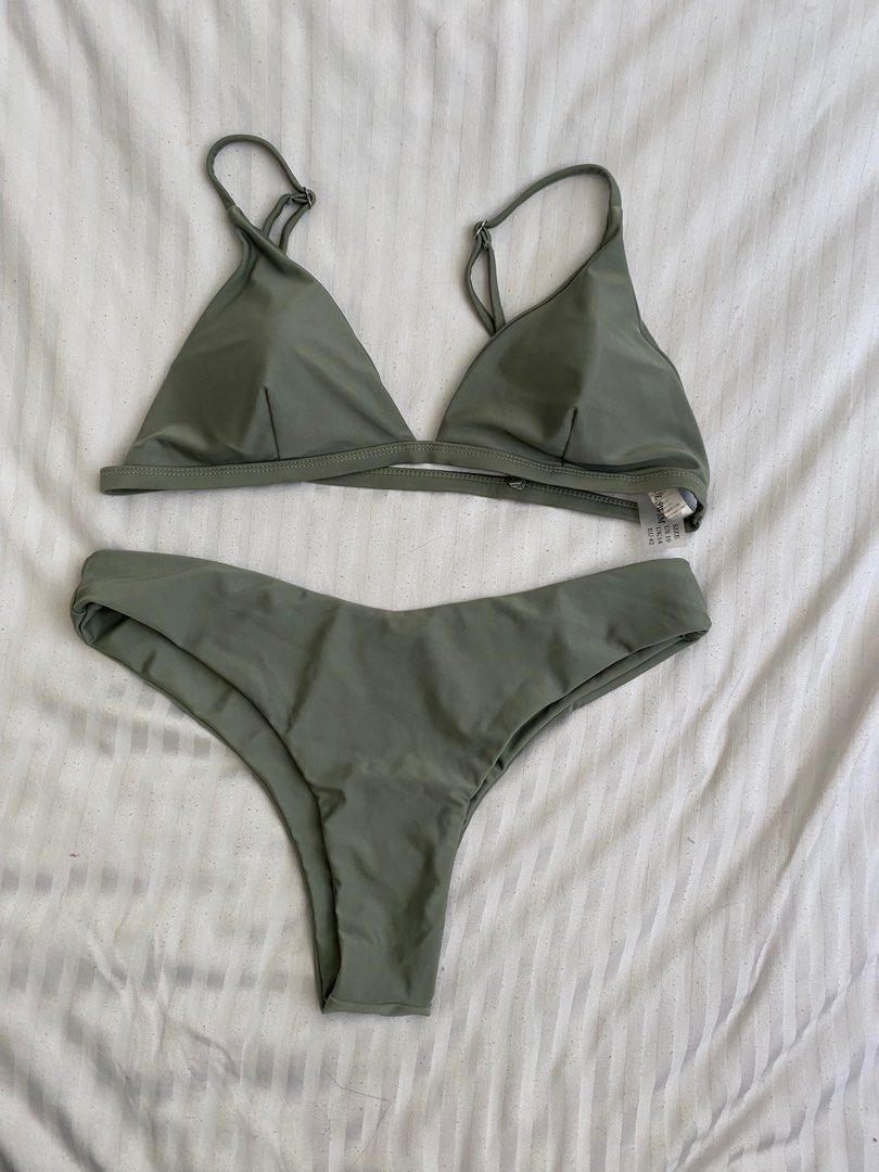 Zaful Sage Green Bikini Set Xl Extra Large On Carousell