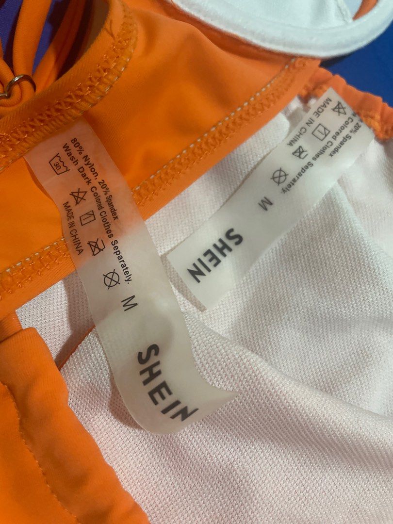 Shein Piece Neon Orange Bikini On Carousell