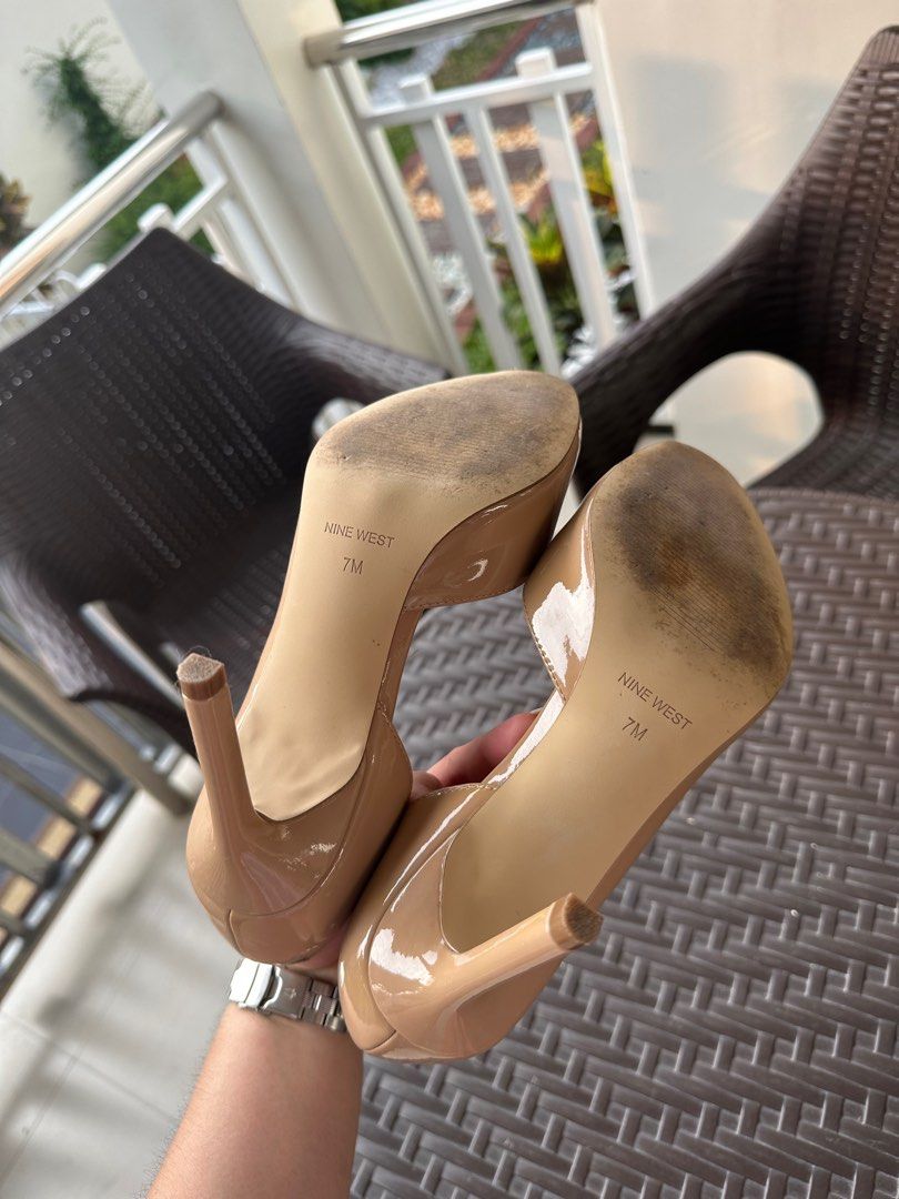 Nine West Nude Patent Heels Women S Fashion Footwear Heels On Carousell