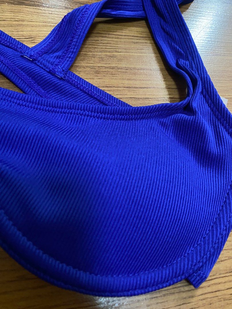 Royal Blue Rib Underwire High Cut Bikini Swimsuit On Carousell