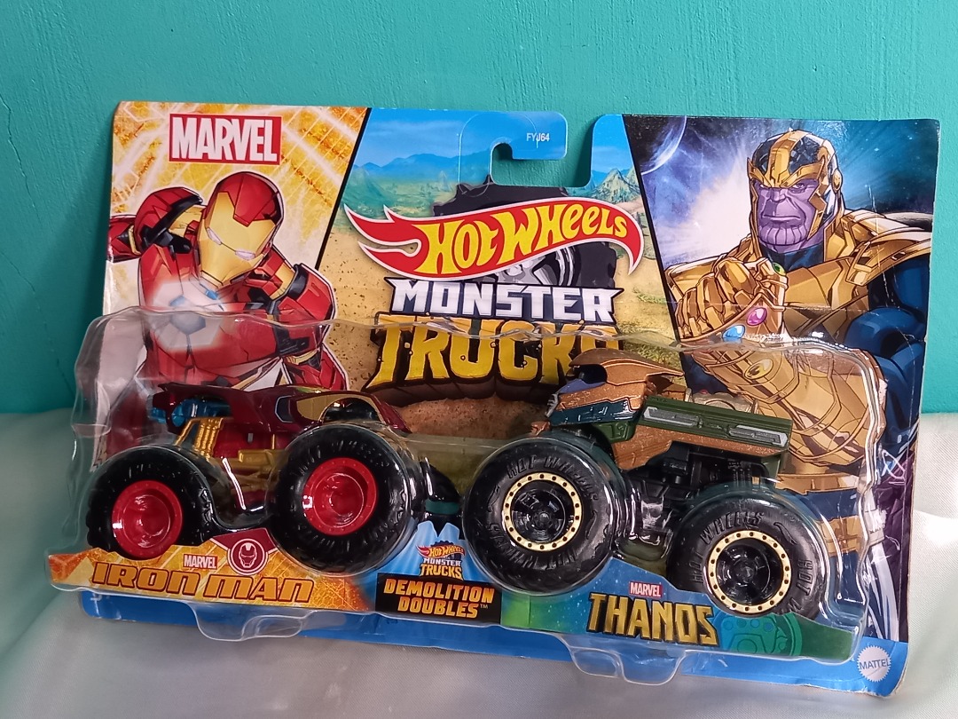 Mattel Hot Wheels Monster Truck Demolition Doubles Marvel Iron Man Vs Thanos On Carousell