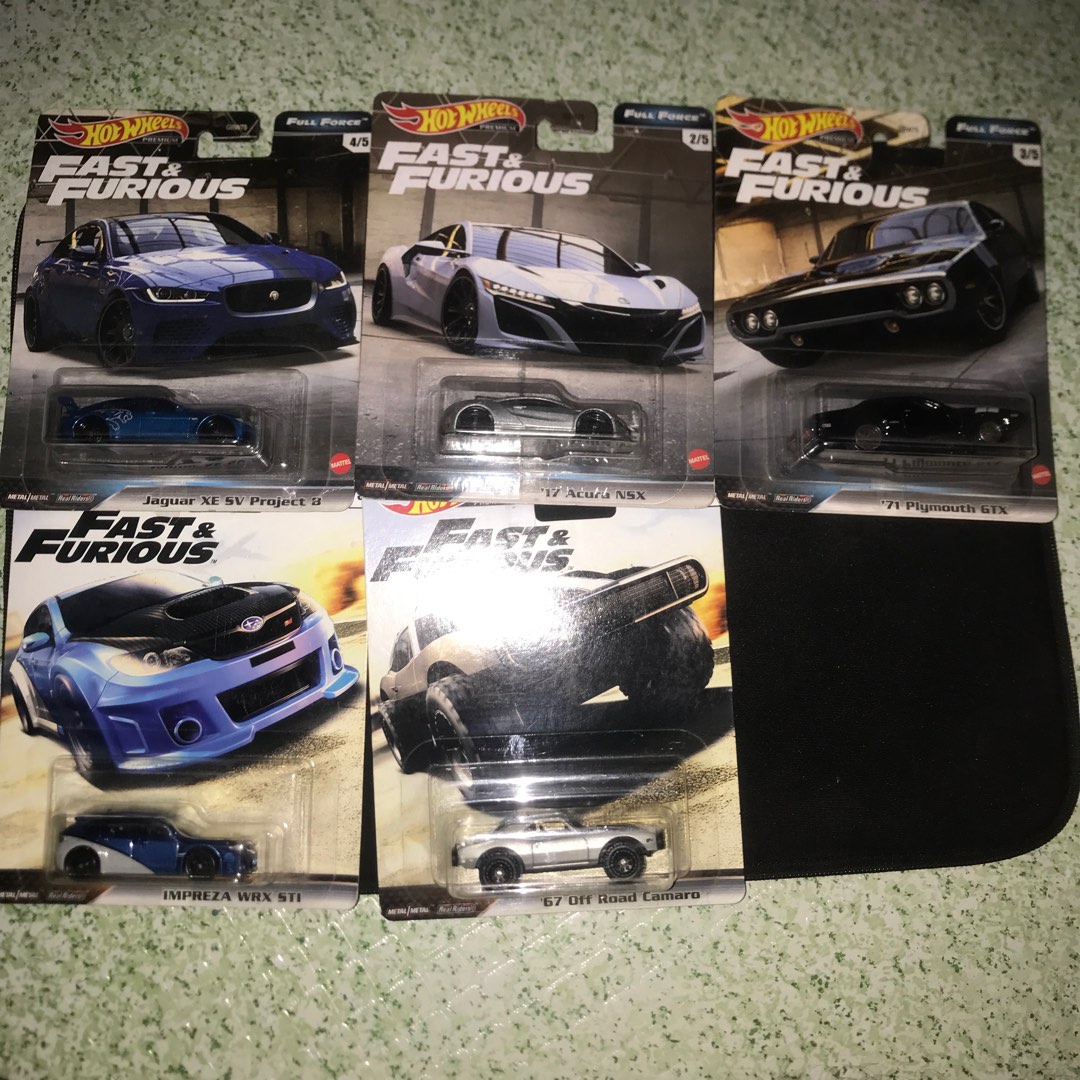 Hot Wheels Fast And Furious Set Subaru Jaguar Camaro Honda Plymount Hobbies Toys