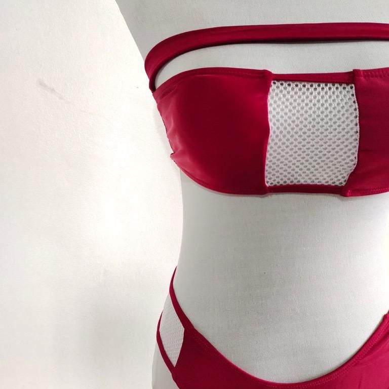 Red Bandeau Bikini With Choker Accessory Women S Fashion Swimwear Bikinis Swimsuits On