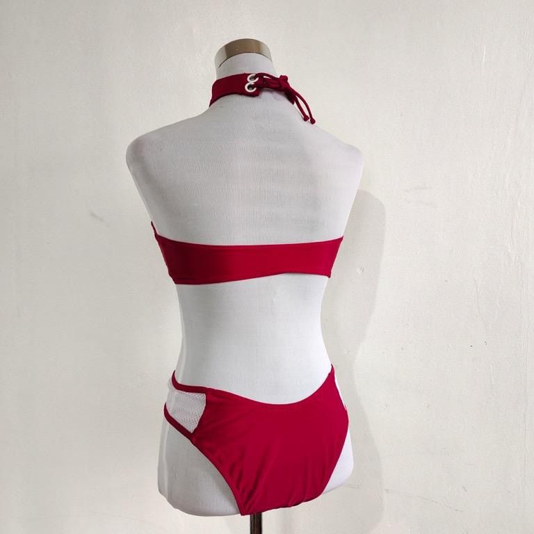 Red Bandeau Bikini With Choker Accessory Women S Fashion Swimwear Bikinis Swimsuits On