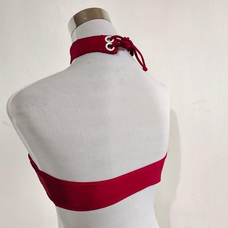 Red Bandeau Bikini With Choker Accessory Women S Fashion Swimwear Bikinis Swimsuits On