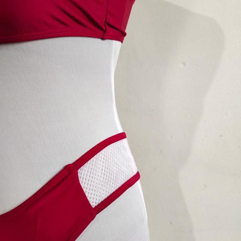 Red Bandeau Bikini With Choker Accessory Women S Fashion Swimwear Bikinis Swimsuits On